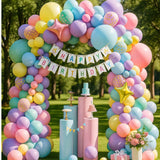 146-Piece Rainbow Unicorn Balloon Kit Pastel and Confetti for Birthday Party Decor