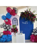 Blue Balloon Arch Kit, Blue Hot Pink Balloons Birthday Party, 5 10 18 Inch Rose Red Birthday Balloon Garland Kit DIY Backdrop,Wedding, Anniversary, Party Decoration -