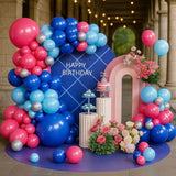 Blue Balloon Arch Kit, Blue Hot Pink Balloons Birthday Party, 5 10 18 Inch Rose Red Birthday Balloon Garland Kit DIY Backdrop,Wedding, Anniversary, Party Decoration -