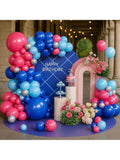 Blue Balloon Arch Kit, Blue Hot Pink Balloons Birthday Party, 5 10 18 Inch Rose Red Birthday Balloon Garland Kit DIY Backdrop,Wedding, Anniversary, Party Decoration -