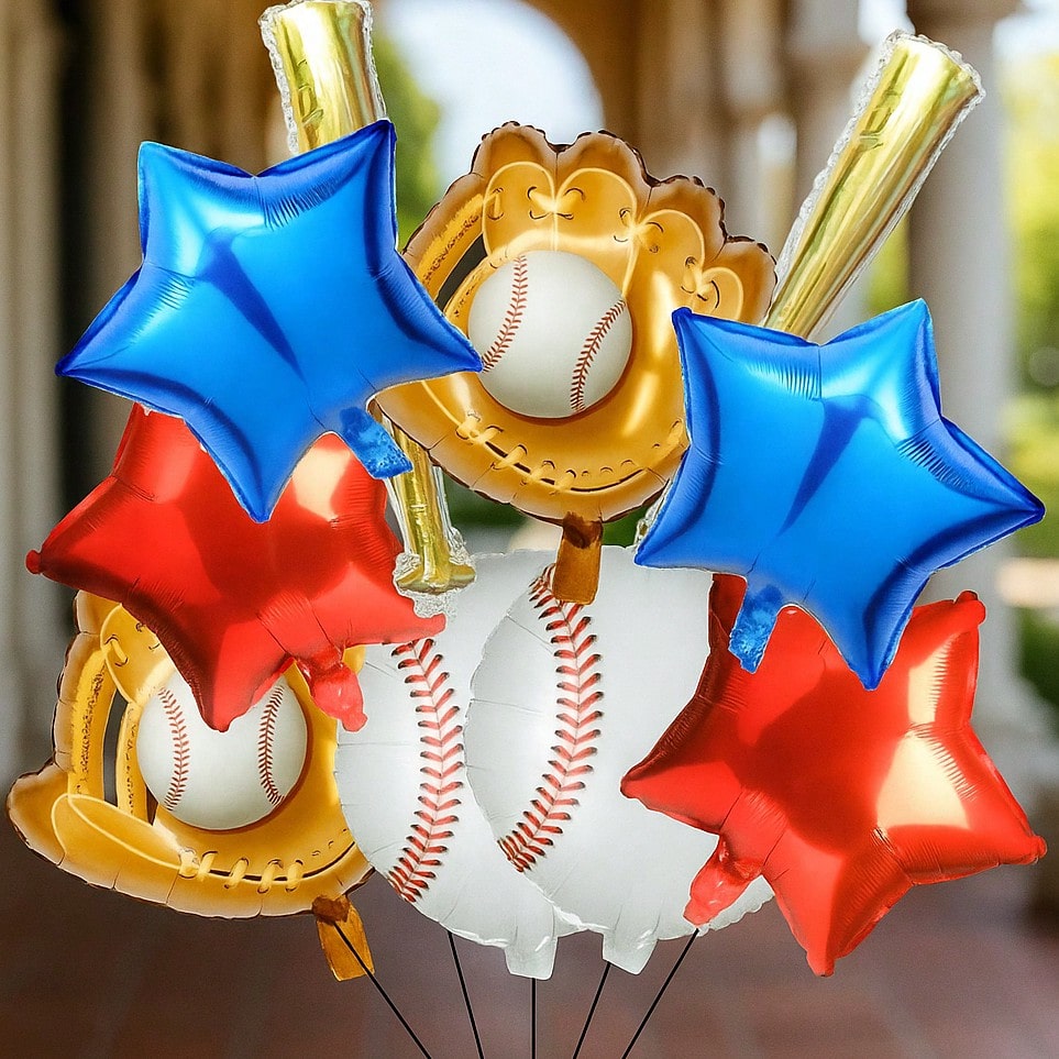 10 Pc 20 Inch Baseball Glove Foil Balloons for Sports Themed Birthday Party