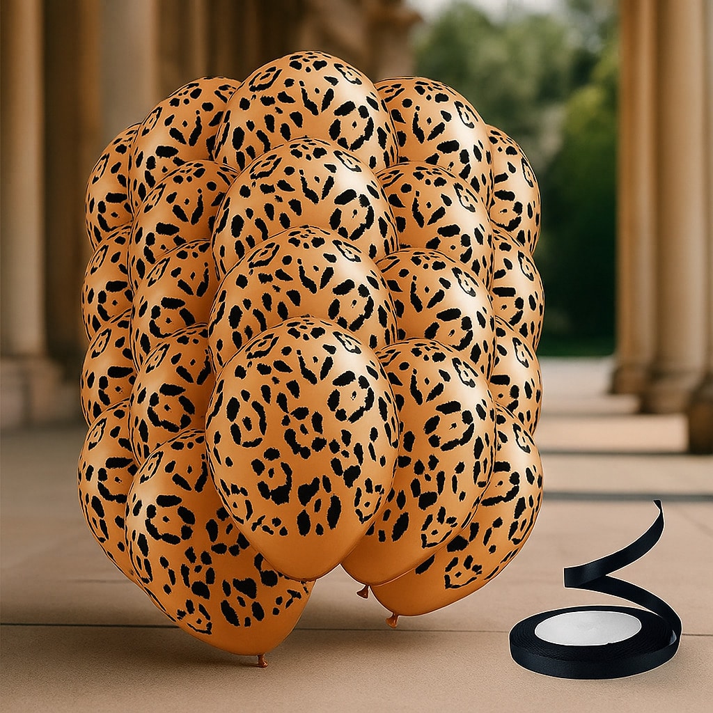 25-Piece Leopard and Cheetah Print Jungle Animal Balloons