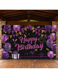 Purple Happy Birthday Banner Large 71x44-Inch for Party Photo Booth and Backdrop