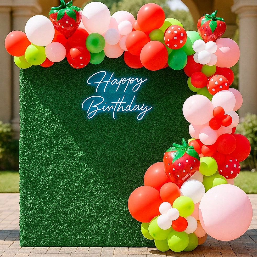 131-Piece Strawberry Balloon Garland Kit for First Birthday and Shower Decor