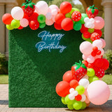 131-Piece Strawberry Balloon Garland Kit for First Birthday and Shower Decor