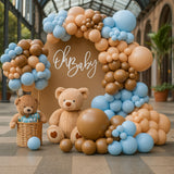 Teddy Bear Balloon Arch Kit Light Blue Beige Brown Cream for Gender Reveal