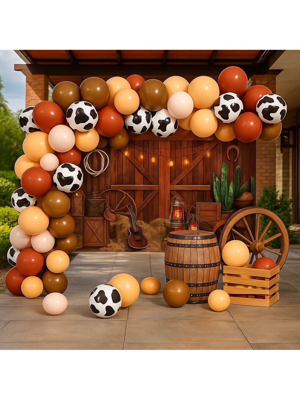 Western Party Balloon Arch Kit Horse Barn Cowboy Banner Birthday Decor