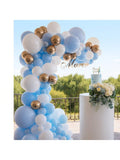 Blue White Gold Balloon Garland Kit Metallic Chrome and Latex Balloons for Party Decor