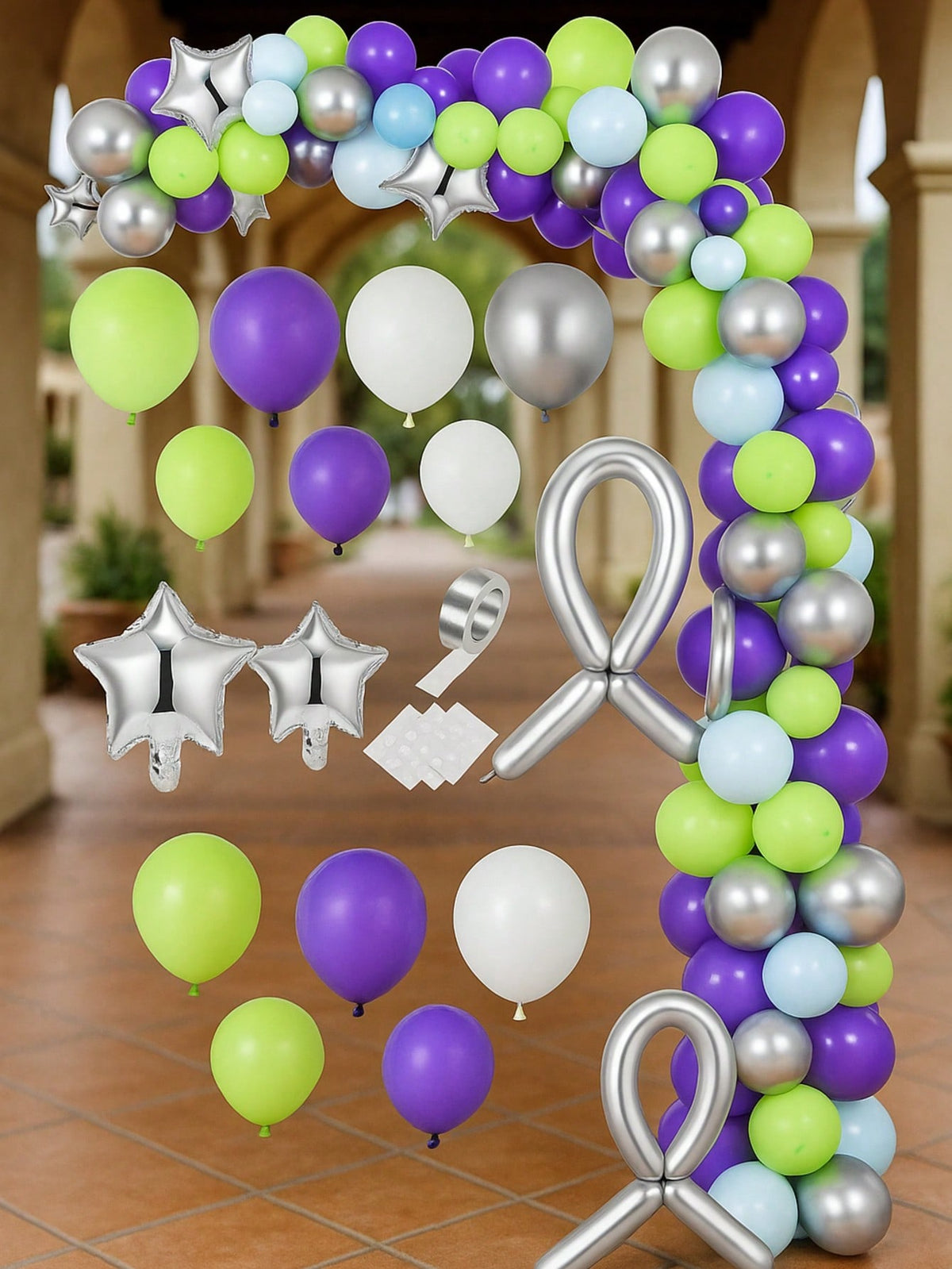 134PCS Buzz Birthday Balloon Garland Kit with Rocket & Star Foils