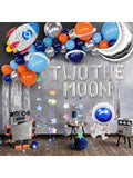 Two The Moon 16 Inch Silver Foil Balloons Moon Robot UFO 2nd Birthday Decor