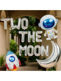 Two The Moon 16 Inch Silver Foil Balloons Moon Robot UFO 2nd Birthday Decor