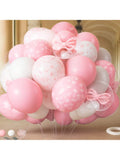 12-Inch Pink and White Bow Balloons for Bachelorette, Birthday, or Party Decor