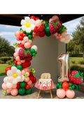 Strawberry Balloon Arch Kit with Daisy Foil for Birthday & Party Decor