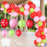109-Pc Strawberry Party Balloon Garland Red Pink Green Latex and Foil Balloons