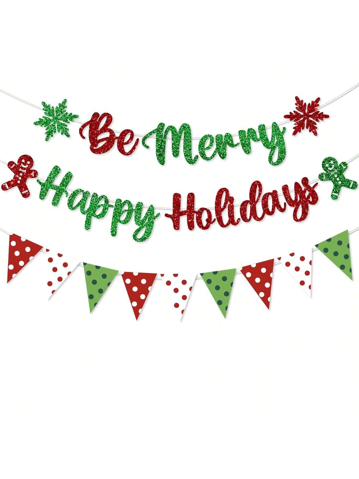 Be Merry Christmas Banner Pre-Strung Garland for Home Office and Wall Decor