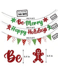 Be Merry Christmas Banner Pre-Strung Garland for Home Office and Wall Decor