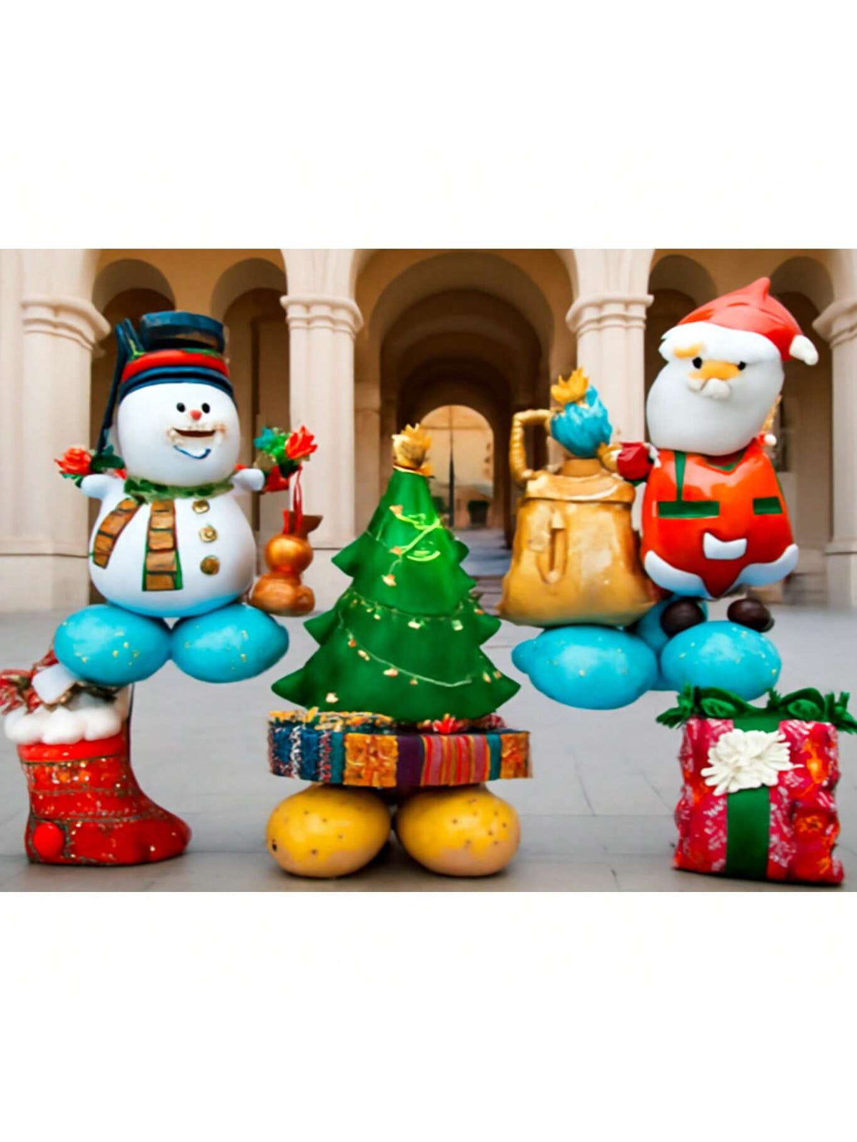 8 Pc Giant Christmas Mylar Balloons Santa Snowman Tree and Gift Box Decor