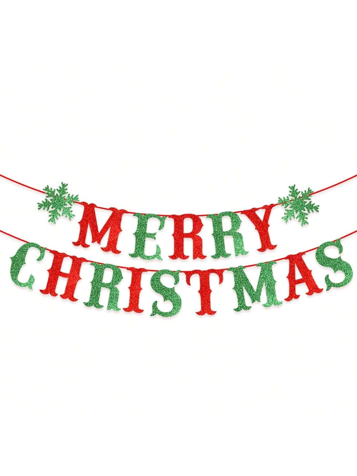 Merry Christmas Glitter Banner with Snowflakes for Home Indoor and Outdoor Decor