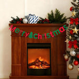 Merry Christmas Banner with Letters and Tree for Mantel Fireplace or Wall Decor
