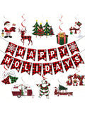 Buffalo Plaid Christmas Banner With Xmas Hanging Decorations For Festive Holiday Cheer