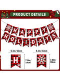 Buffalo Plaid Christmas Banner With Xmas Hanging Decorations For Festive Holiday Cheer