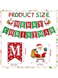 Merry Christmas Banner with Hanging Swirls, Santa & Snowman Decor