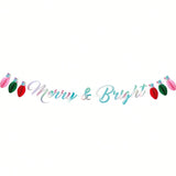 Merry and Bright Christmas Banner with Honeycomb Ball Bunting for Fireplace Decor