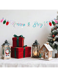 Merry and Bright Christmas Banner with Honeycomb Ball Bunting for Fireplace Decor