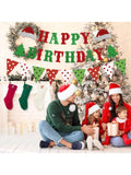 Glitter Christmas and Birthday Banner with Xmas Tree for Holiday Party Decor