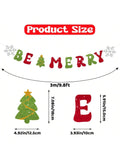 Be Merry Christmas Banner with Red Green Glitter Snowflake Tree for Holiday Decor