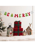 Be Merry Christmas Banner with Red Green Glitter Snowflake Tree for Holiday Decor