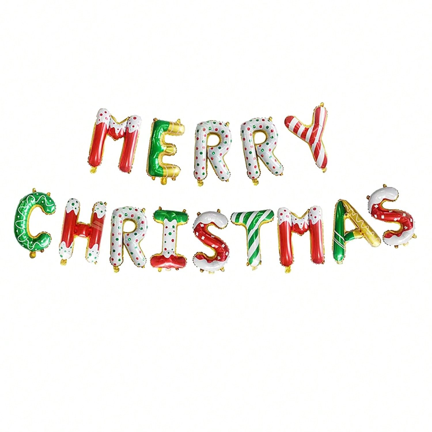 Merry Christmas Banner with Aluminum Foil Balloons for Party Decorations