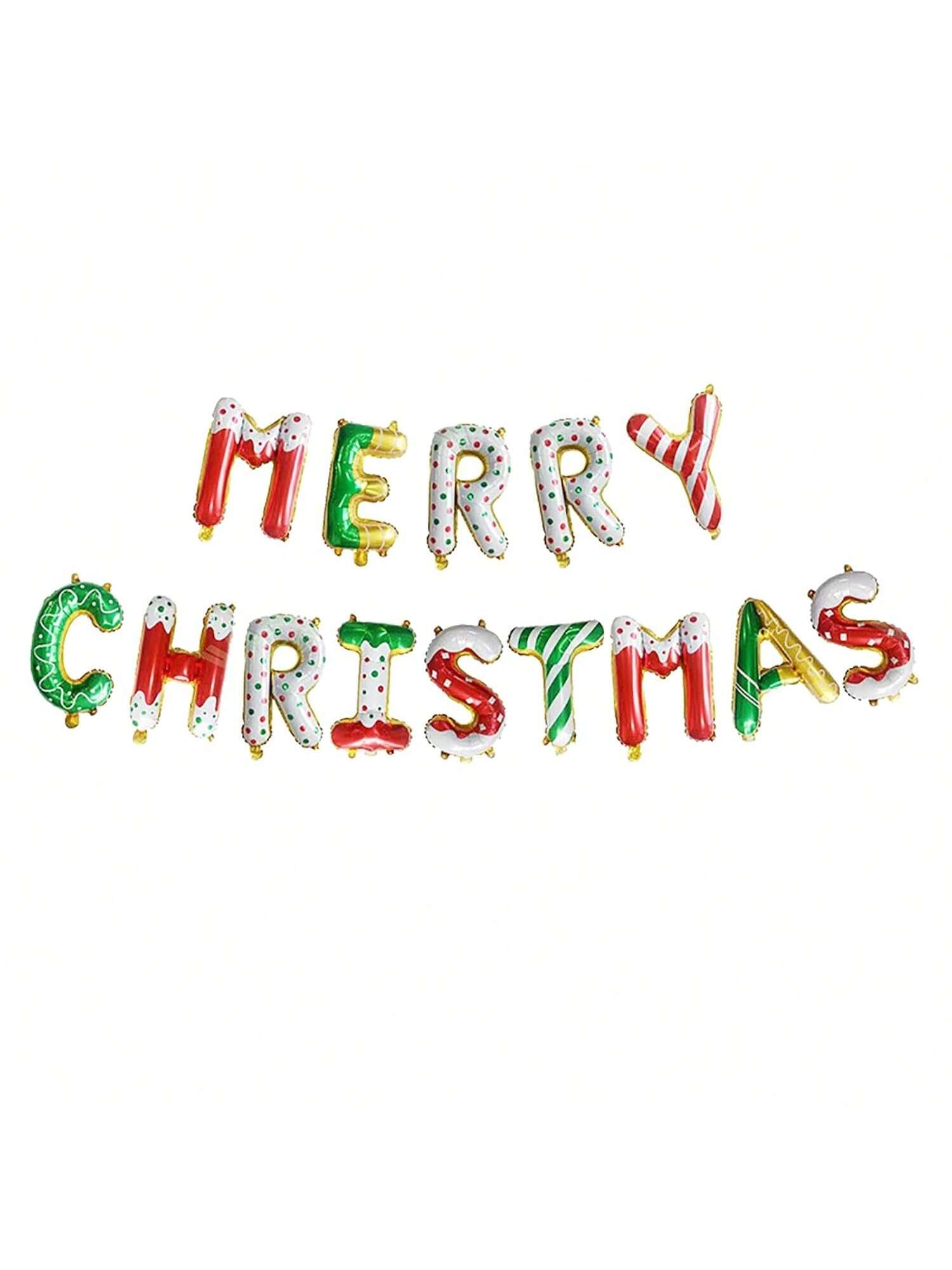 Merry Christmas Banner with Aluminum Foil Balloons for Party Decorations