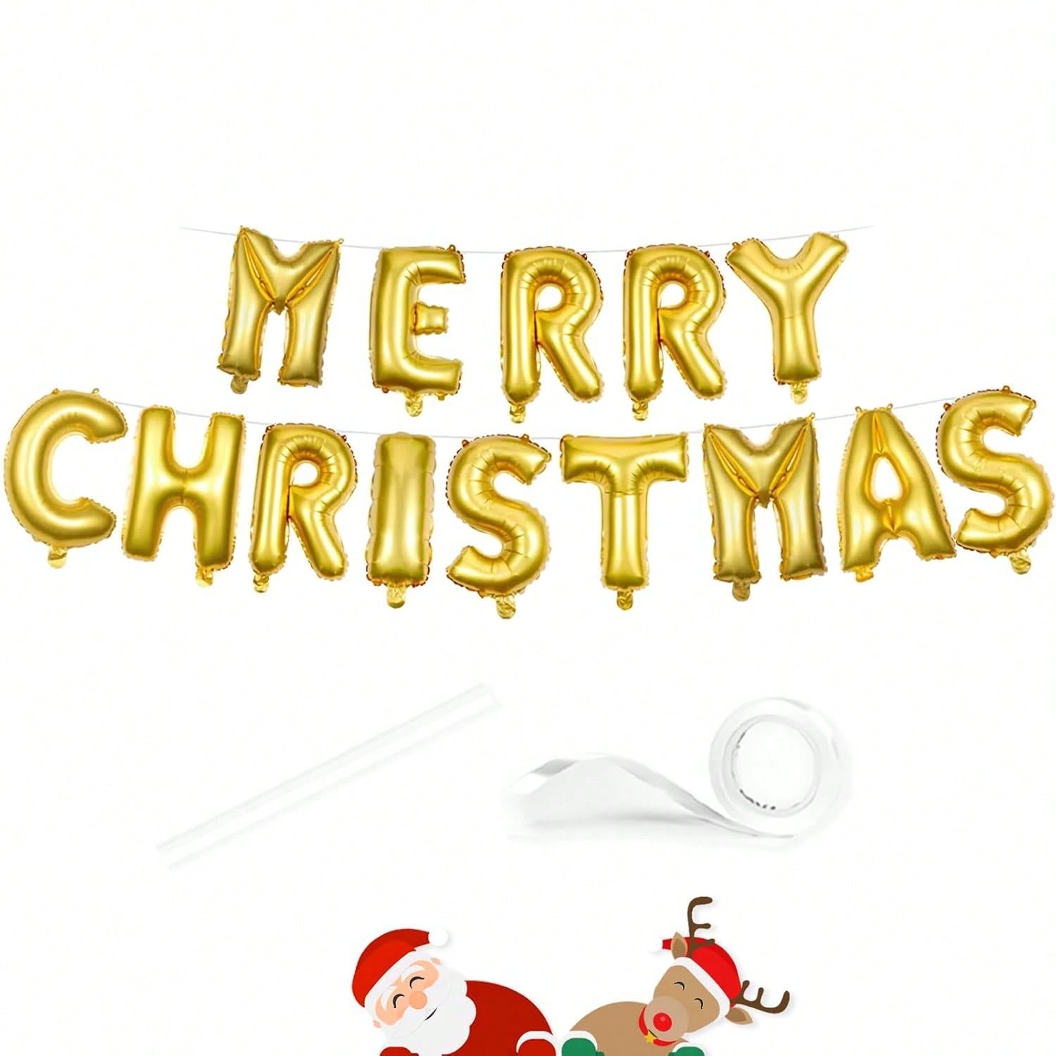 16 Inch Gold Merry Christmas Foil Balloons for Indoor and Outdoor Decor