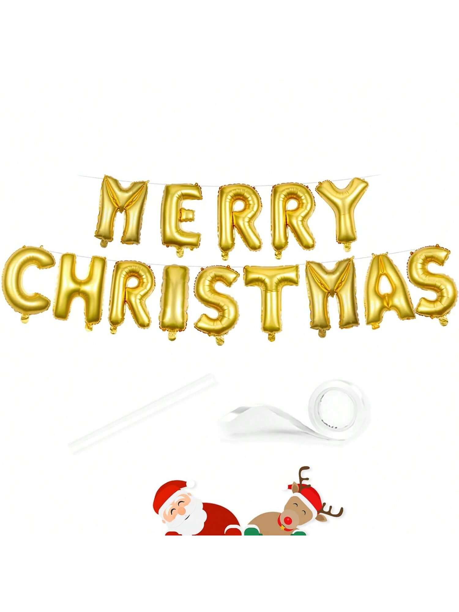 16 Inch Gold Merry Christmas Foil Balloons for Indoor and Outdoor Decor