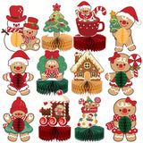 12pcs Christmas Honeycomb Table Centerpieces Gingerbread Winter Holiday Decor