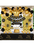 Black and Gold Birthday Decorations for Men Women Crowns Swirls Banner Decor