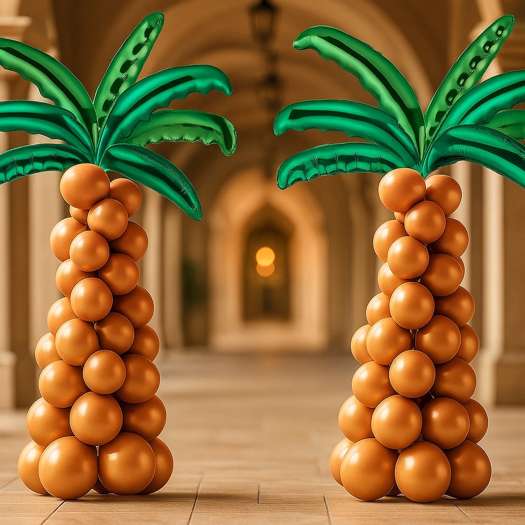 126PCS Coconut Palm Tree Balloon Set 16 Palm 110 Brown for Tropical Luau Party