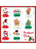 8-Piece 3D Double-Sided Christmas Honeycomb Centerpieces with Santa and Snowman