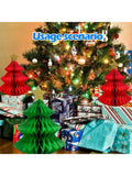 3-Piece Paper Christmas Tree Honeycomb Centerpieces for Holiday Table Decor