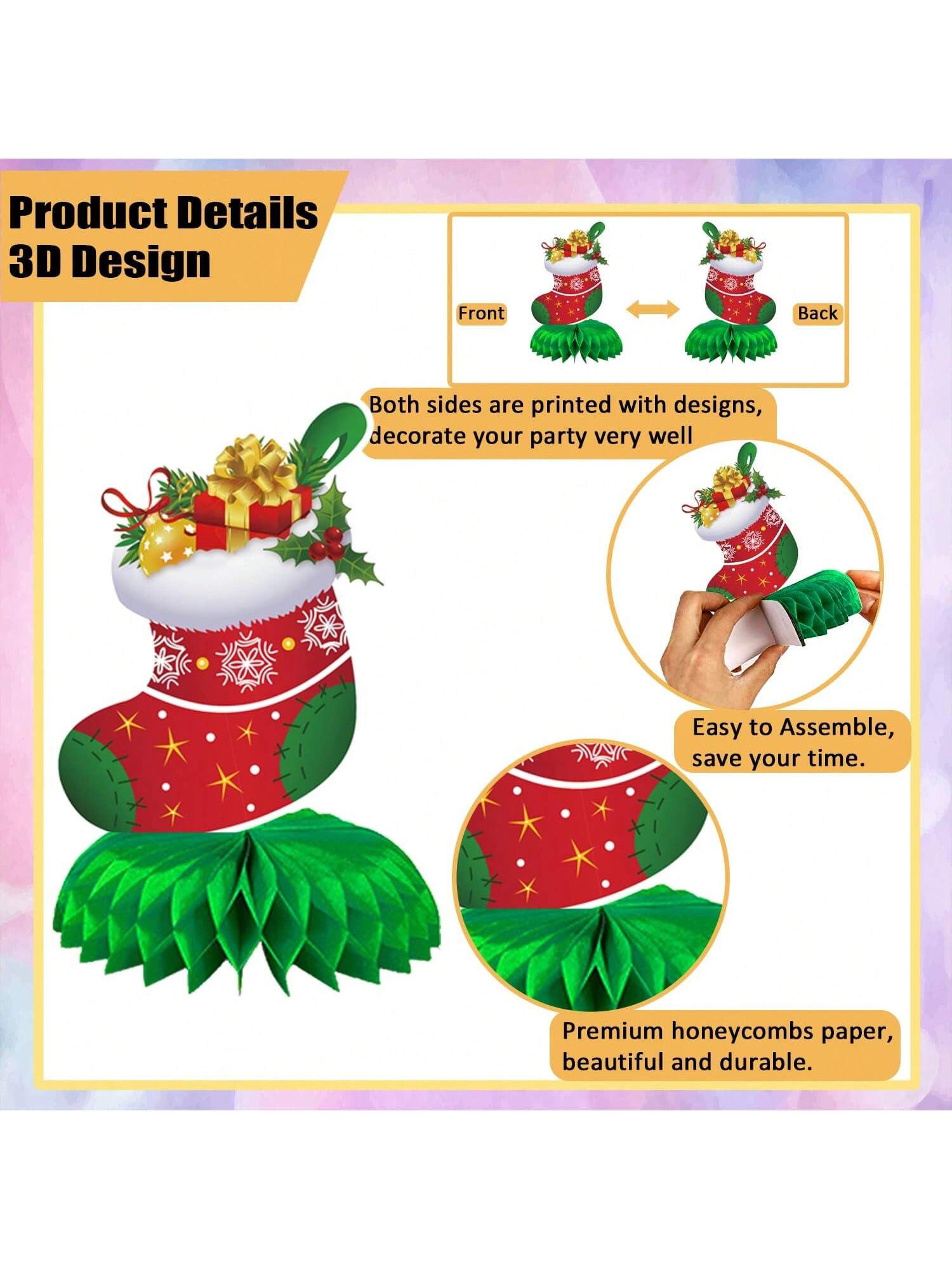 9-Piece Christmas Honeycomb Table Centerpieces for Holiday Party Decor