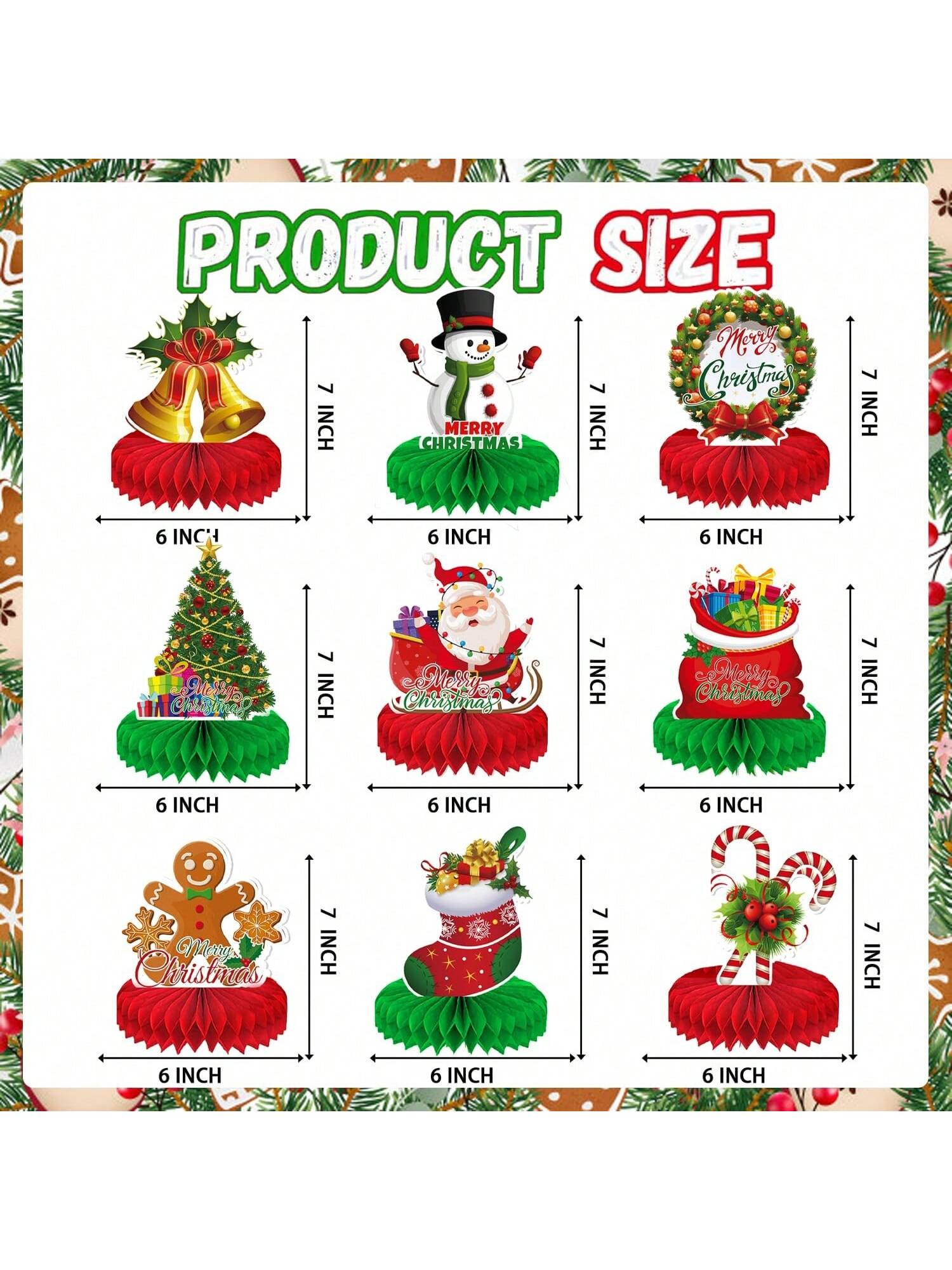 9-Piece Christmas Honeycomb Table Centerpieces for Holiday Party Decor