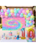 Tie Dye 10th Birthday Decorations with Macaron Balloon Garland and Hippie Theme