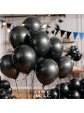 50-Piece Black Metallic 12-Inch Latex Balloons for Birthday, Shower, or Graduation