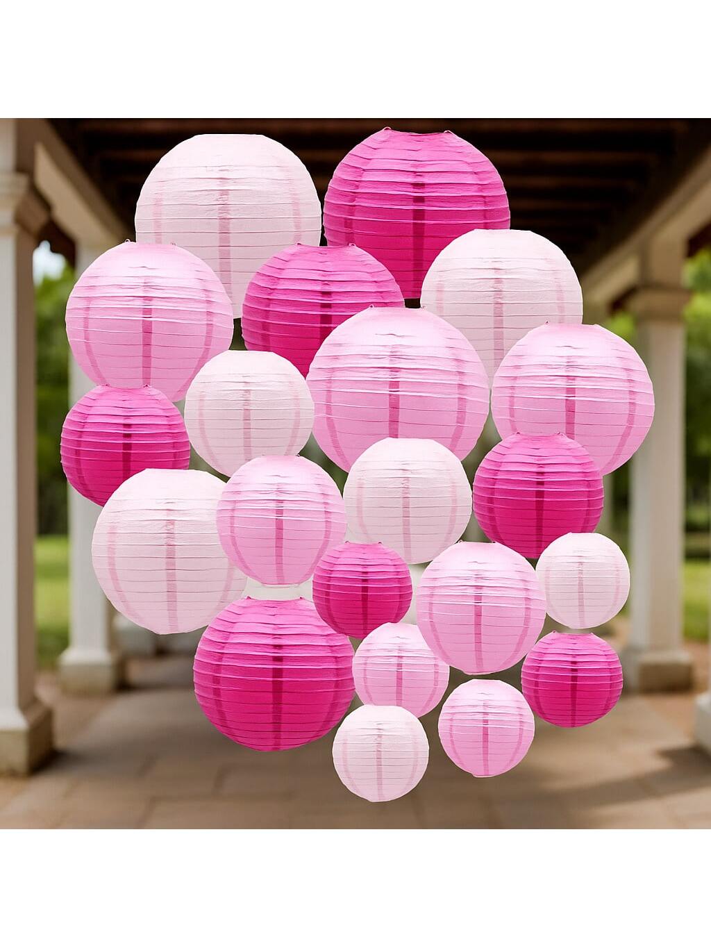 21pcs Pink Hanging Paper Lanterns Party Decorations
