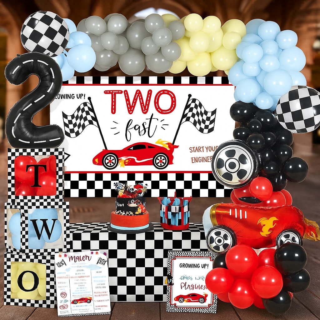Race Car 2nd Birthday Party Decorations Supplies Set