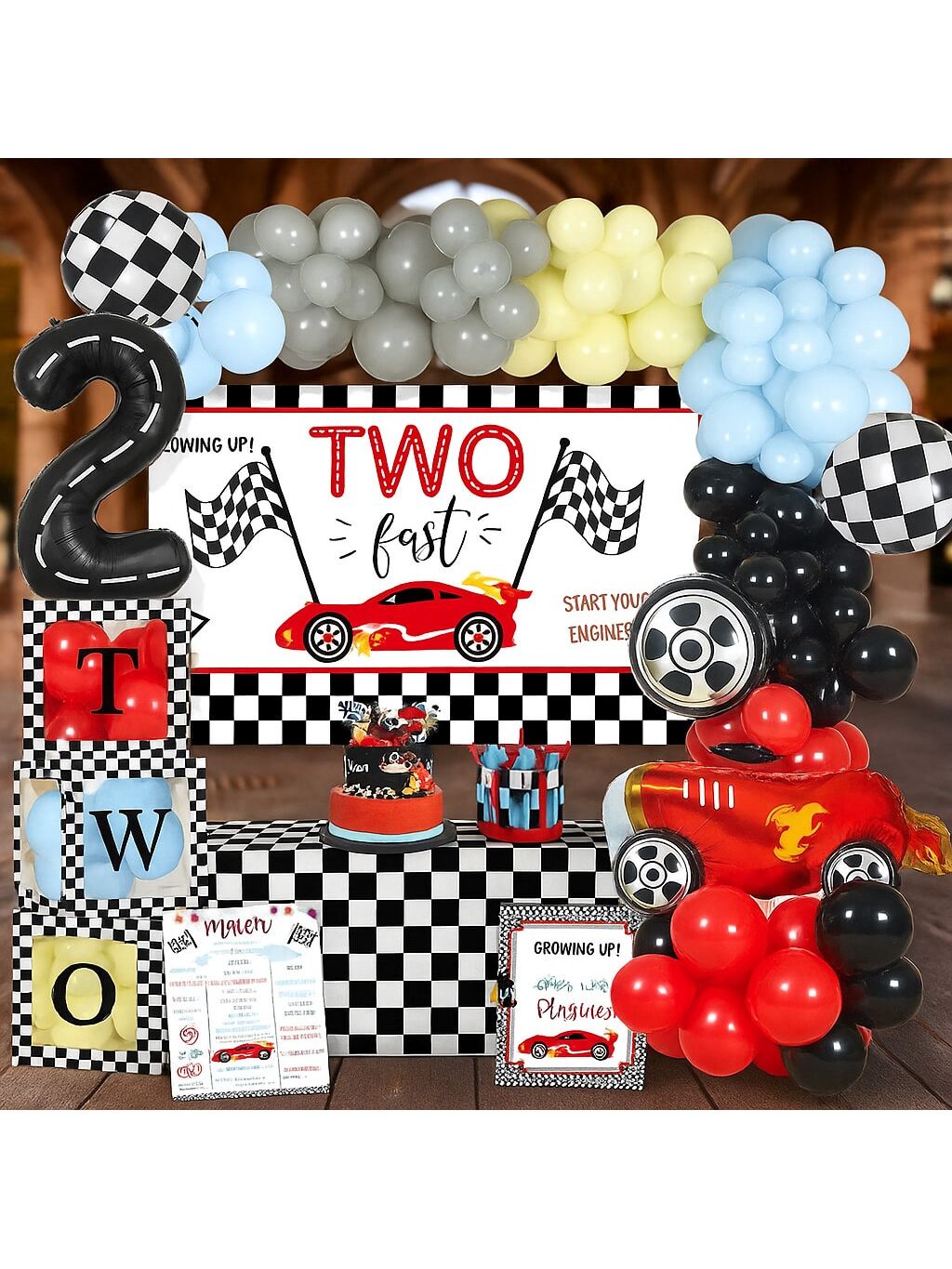 Race Car 2nd Birthday Party Decorations Supplies Set