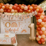 Boho Rainbow 1st Birthday Decor Kit with Balloon Arch and Banner