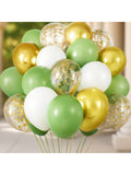 65 Pc 12 Inch Sage Green and Gold Confetti Balloons Kit for Party Decor