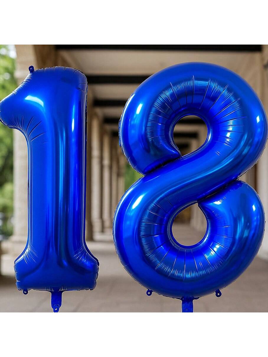 40 Inch Navy Blue Number 18 Foil Balloon for 18th Birthday or Anniversary Party